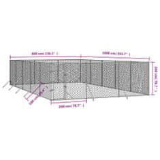 Vidaxl Venkovní psí kotec stříbrný 6 x 10 x 2 m pozinkovaná ocel