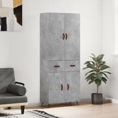 Greatstore Skříň highboard betonově šedá 69,5x34x180 cm kompozitní dřevo