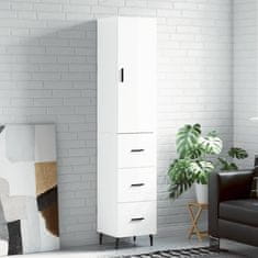 Greatstore Skříň highboard bílá s vysokým leskem 34,5x34x180 cm kompozit