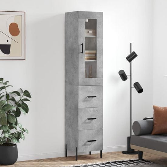 Greatstore Skříň highboard betonově šedá 34,5x34x180 cm kompozitní dřevo