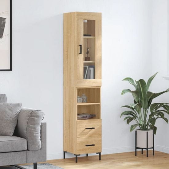 Greatstore Skříň highboard dub sonoma 34,5 x 34 x 180 cm kompozitní dřevo