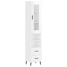 Greatstore Skříň highboard bílá s vysokým leskem 34,5x34x180 cm kompozit