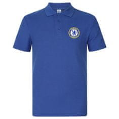 FotbalFans Polo Tričko Chelsea FC, vyšitý znak, polybavlna, královská modrá | XXL