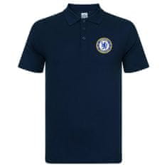 FotbalFans Polo Tričko Chelsea FC, vyšitý znak, poly-bavlna, modrá | XXL