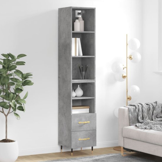 Vidaxl Skříň highboard betonově šedá 34,5x34x180 cm kompozitní dřevo