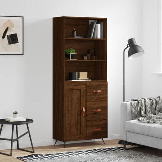 Greatstore Skříň highboard hnědý dub 69,5 x 34 x 180 cm kompozitní dřevo