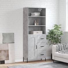 Greatstore Skříň highboard betonově šedá 69,5x34x180 cm kompozitní dřevo