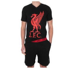 FotbalFans Pánské Pyžamo Liverpool FC, černé, krátký rukáv, šortky, Bavlna | XL