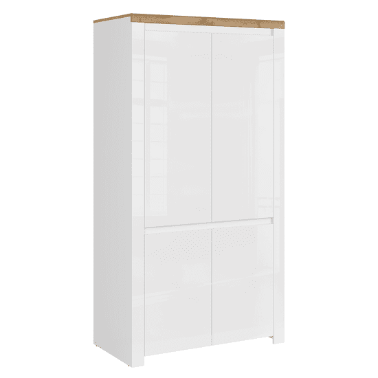BPS-koupelny Skříň 4D, bílý lesk/dub wotan, VILGO