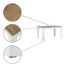 BPS-koupelny Rozkládací stůl, bílá/dub wotan 135-184x86 cm, VILGO