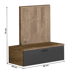 BPS-koupelny Noční stolek, dub ribeck/tmavý grafit, levý, ARMENY 8XX3AT1L