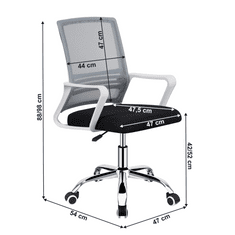 BPS-koupelny Kancelářská židle, síťovina šedá / látka černá / plast bílý, APOLO 2 NEW