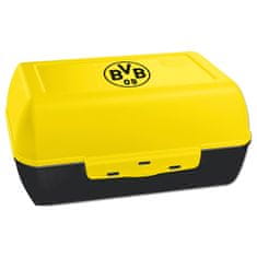FotbalFans Svačinový box Borussia Dortmund, černo-žlutý, bez BPA, 17x12x6 cm