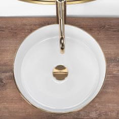 BPS-koupelny Keramické umyvadlo na desku REA SAMI bílé/zlatá kartáčovaná