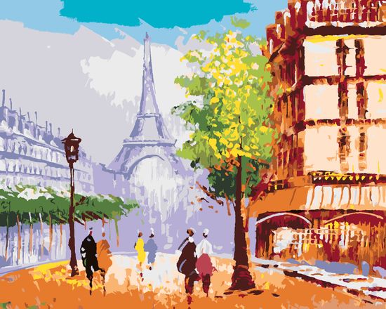 ZUTY Malování podle čísel - EIFFELOVA VĚŽ V PAŘÍŽI POHLED NA ULICI