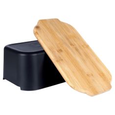Chlebník s bambusovou deskou černý 259301