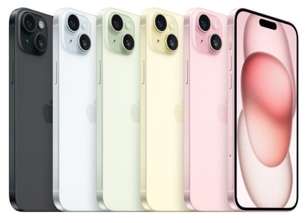 Apple iPhone 15 Plus velký displej Nová funkce Dynamic Island, Haptic Touch, výkonné polohovací systémy 48+12 12Mpx Haptix touch faceID oleofobní úprava ip68 A16 Bionic SOS volání Ceramic Shield  supervýkonný procesor, strojové učení, A15 Bionic OLED Super Retina XDR  velký displej, trojitý zadní ultraširokoúhlý fotoaparát, přední fotoaparát 12 Mpx, IP68, voděodolný, Face ID, Dolby Atmos detekce autonehody sos volání dolby atmos usb-c nový iphone vlajková loď vyosce výkonný smartphone na trhu výkonný smarphone optická stabilizace obrazu filmařský režim filmový režim portrét nové generace dynamic island nová funkce dynamic island apple pay strojové učení haptic touch 5G síť 5G připojení magsafe