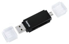 Hama čtečka paměťových karet Basic USB 2.0/micro USB OTG/ SD/microSD/ černá