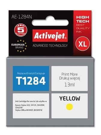 ActiveJet inkoust Epson T1284 Yellow S22/SX125/SX425 new AE-1284