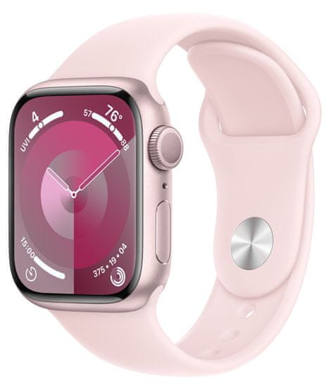 Apple Watch Series 9, 45mm, Pink, Light Pink Sport Band - S/M (MR9G3QC/A) - rozbaleno