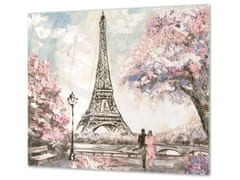 Glasdekor Ochranná deska olejomalba Paříž Eiffel - Ochranná deska: 55x90cm, Lepení na zeď: S lepením na zeď