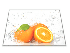 Glasdekor Skleněné prkénko pomeranče ve vodě - Prkénko: 30x20cm