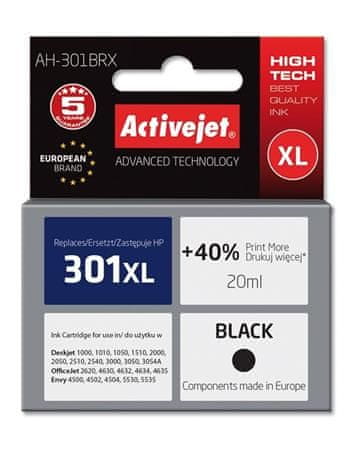 ActiveJet inkoust HP CH563EE Premium 301XL Black, 20 ml AH-563