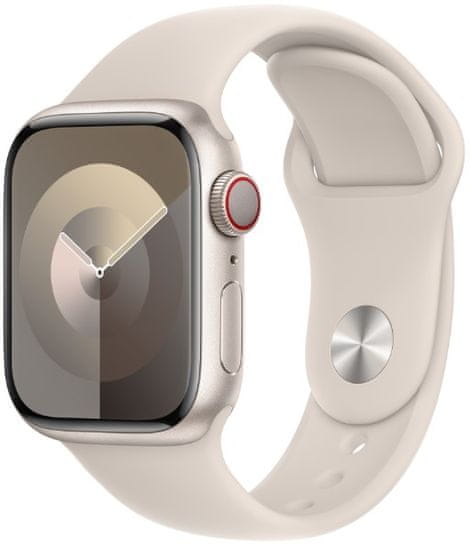 Apple Watch Series 9, Cellular, 41mm, Starlight, Starlight Sport Band - M/L (MRHP3QC/A)