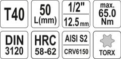 YATO Nástavec 1/2" bit Torx T40