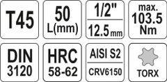 YATO Nástavec 1/2" bit Torx T45