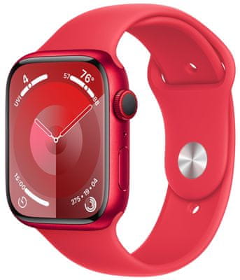 Chytré hodinky Apple Watch Series 9 Cellular Apple Pay Retina displej voděodolnost WR50 pro plavání detekce autonehody nové funkce fáze spánku SOS volání krytí proti prachu akcelerometr GPS stále zapnutý EKG monitorování tepu srdeční činnosti hudební přehrávač volání notifikace NFC platby Apple Pay hluk App Store Senzor pro snímání okysličení krve měření fyzické kondice VO2 max ovládání dvojitým poklepáním