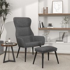 Vidaxl Relaxační křeslo se stoličkou světle šedé textil