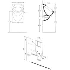 ISVEA DYNASTY urinál s automatickým splachovačem 6V DC, 39x58 cm 10SZ92001-SENSOR - Isvea