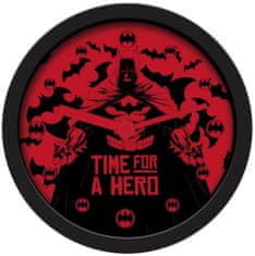 CurePink Stolní hodiny Batman: Time For A Hero (průměr 12 cm)