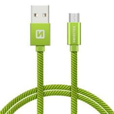 SWISSTEN USB kabel kabel USB microUSB textilní 0,2m 3A zelená