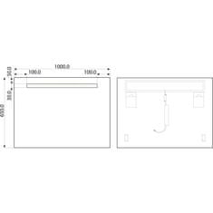 Olsen Spa Zrcadlo s LED osvětlením Houx 100 cm 65 cm