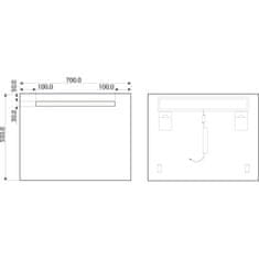 Olsen Spa Zrcadlo s LED osvětlením Houx 70 cm 55 cm