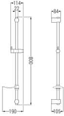 Mexen Df posuvný držák sprchy s mýdlenkou, 80 cm, chrom (79382-00)