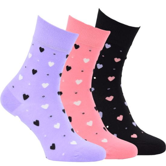 RS RS dámské bavlněné zdravotní vzorované srdíčkové ponožky 1191923 3-pack