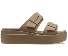 Crocs Brooklyn Buckle Low Wedge Sandals pro ženy, 42-43 EU, W11, Sandály, Pantofle, Khaki, Hnědá, 207431-260