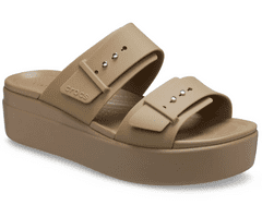 Crocs Brooklyn Buckle Low Wedge Sandals pro ženy, 42-43 EU, W11, Sandály, Pantofle, Khaki, Hnědá, 207431-260