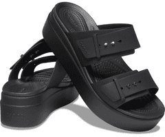 Crocs Brooklyn Buckle Low Wedge Sandals pro ženy, 38-39 EU, W8, Sandály, Pantofle, Black, Černá, 207431-001