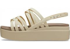 Crocs Brooklyn Strappy Low Wedge Sandals pro ženy, 37-38 EU, W7, Sandály, Pantofle, Bone, Béžová, 206751-2Y2