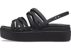 Crocs Brooklyn Strappy Low Wedge Sandals pro ženy, 41-42 EU, W10, Sandály, Pantofle, Black, Černá, 206751-001