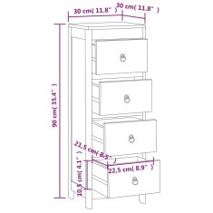 Vidaxl Komoda se zásuvkami 30 x 30 x 90 cm masivní teakové dřevo