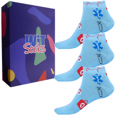 WiTSocks Veselé Ponožky Dárkový set - Zdravotnictví nízké modré, 39-42