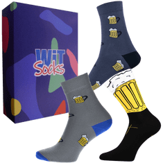 WiTSocks Veselé Ponožky Dárkový set - Pivo, 43-46