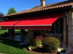 Mirtex Tkanina TENDA SOLE CARIBE 210 (322 červená RED)-160cm / , 1 běžný metr