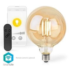 Nedis Chytrá žárovka SmartLife globe, Wi-Fi, E27, 806 lm, 7 W, Teplá Bílá
