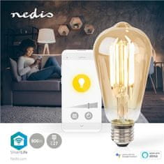 Nedis Chytrá žárovka SmartLife ST64, Wi-Fi, E27, 806 lm, 7 W, Teplá Bílá